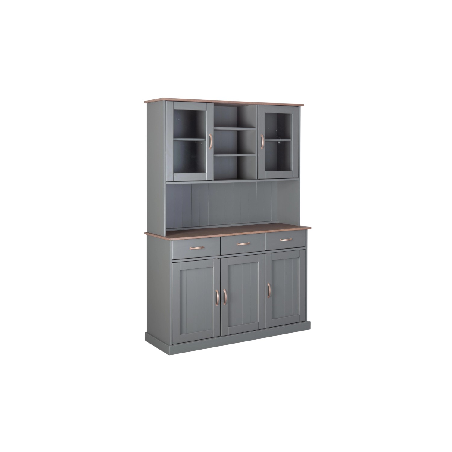 ebuy24 Luzerna Vitrinenschrank mit 3+2 Türen und 3 Schubladen Grau Braun günstig online kaufen