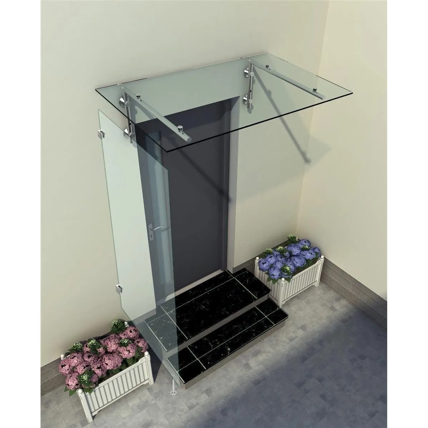 Glaszentrum Hagen 80x200x60 cm Seitenteil für Glasvordach Klarglas
