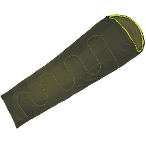 Grüner Happy People Mumien-Schlafsack, ideal für Camping und Outdoor-Aktivitäten.