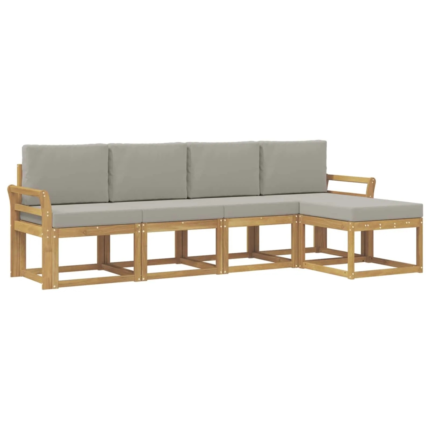 vidaXL Outdoor-Sofagarnitur 5-Tlg Weiß und Hellgrau 3387490