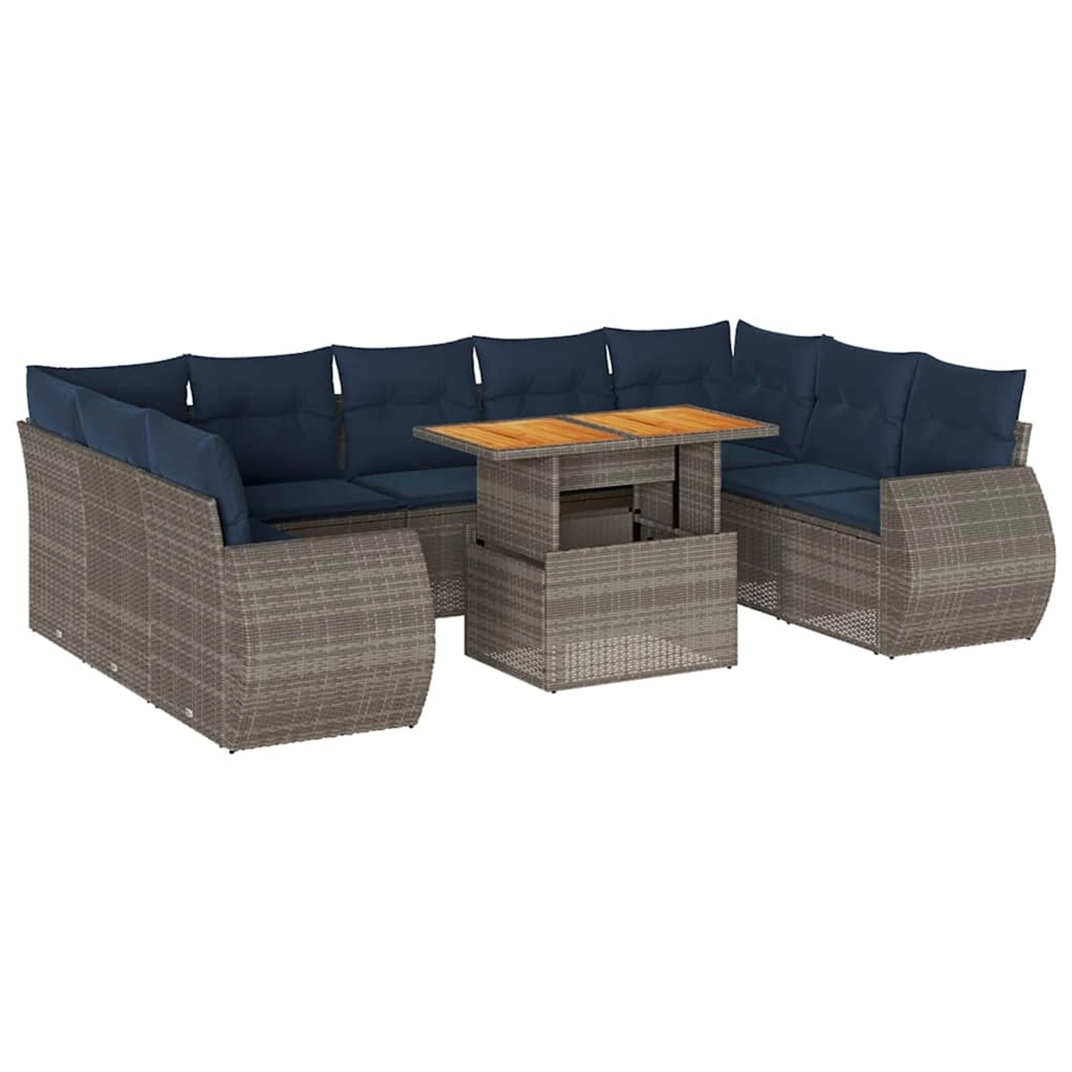 vidaXL 10-Tlg Garten-Sofagarnitur mit Kissen Grau Poly Rattan 3327309 günstig online kaufen
