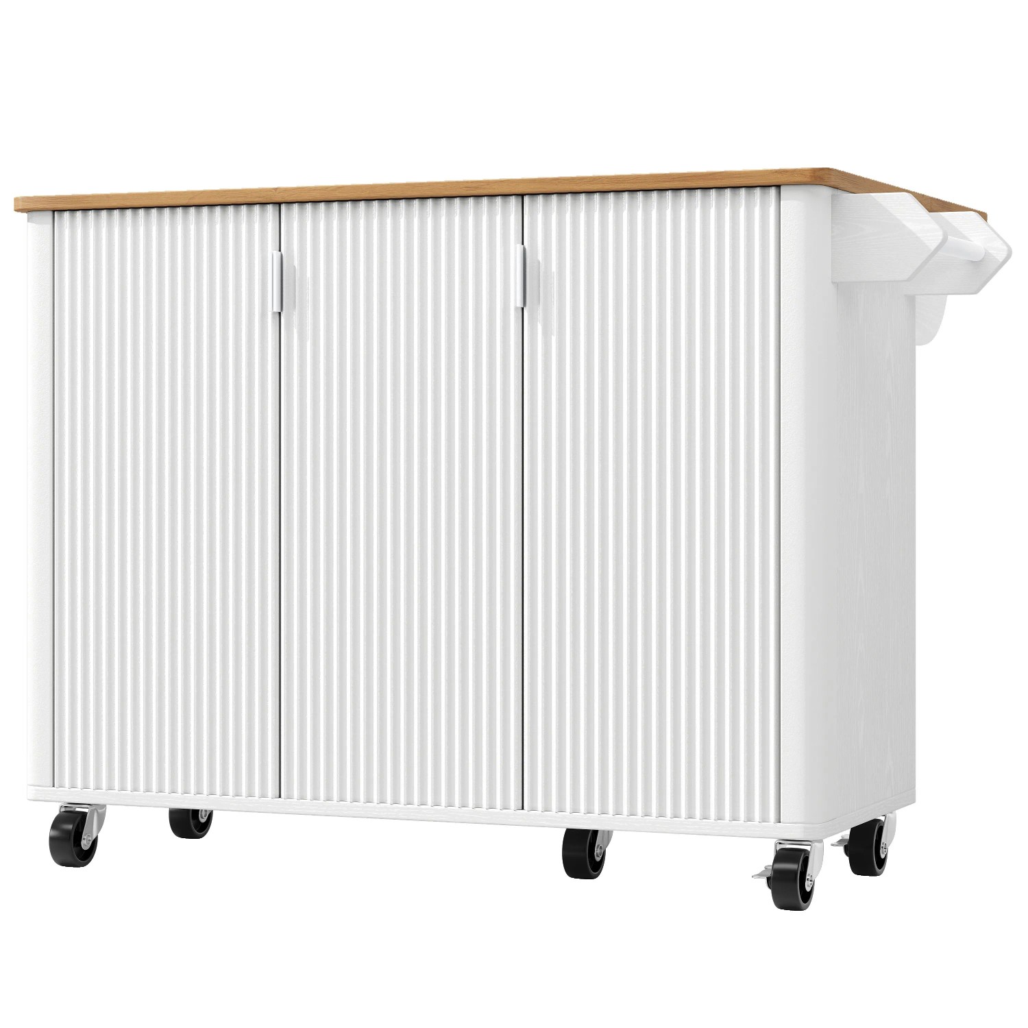 Merax Kücheninsel 130x45-75x92cm  Ausziehbar 3 Türen  Rollen  Holzoptik