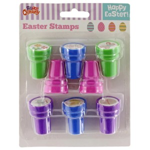 Oster-Stempelset mit 8 bunten Stempeln für kreative Osterdekorationen.