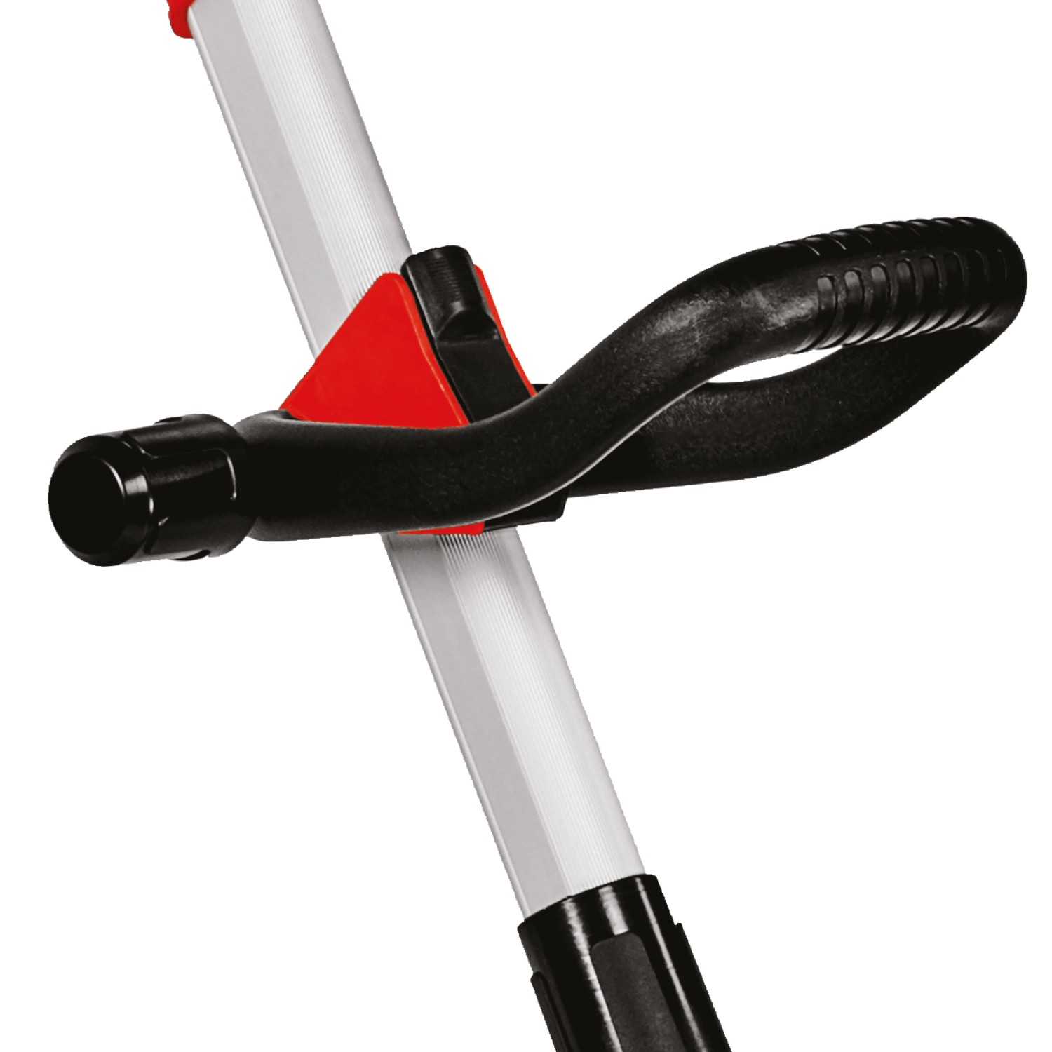 Detailaufnahme des verstellbaren Zweitgriffs am Einhell Akku-Rasentrimmer GE-CT 36/30 Li E-Solo.