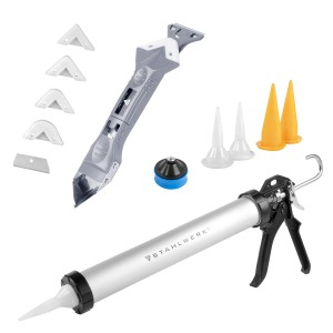 STAHLWERK Silikonpistole SP-600 ST Set mit Fugenwerkzeug und Spachtel.