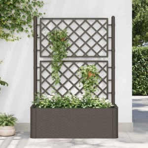 DELUKE Rankkasten Pflanzgefäß BAYO Mokka Selbstbewässerungssystem 100x43x142cm Hochbeet Rankgitter Pflanzkasten Blumenkasten Rankhilfe