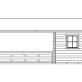 Skizze: Skan Holz Gartenhaus Alicante 2 Natur, 380x200 cm, mit Anbau und Fenster.