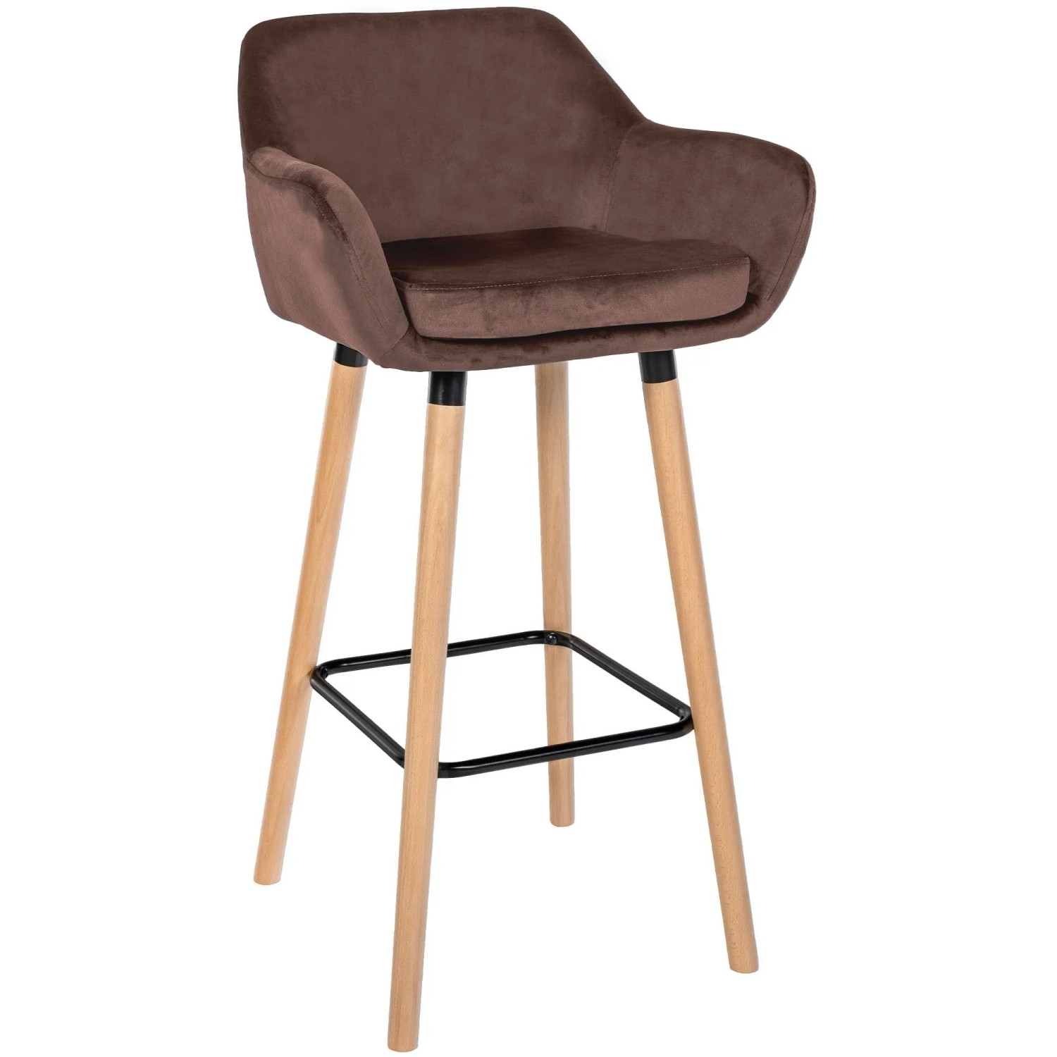 DELUKE Barhocker MIRID Samt Coffee 55x46x99cm Barstuhl Mit Lehne Tresenhocker Tresenstuhl