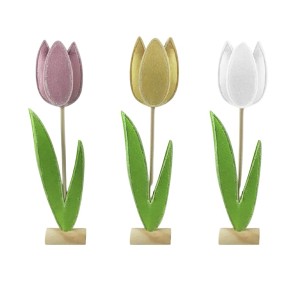 Boltze Dekoaufsteller Tulip, 3-fach sortiert in Rosa, Gelb und Weiß. Dekorative Figuren für Ihr Zuhause.