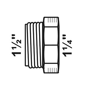 Kirchhoff Reduzierstück, verzinkt, 47,8 mm (1 1/2 AG) x 39 mm (1 1/4 IG), Temperguss-Fittings.