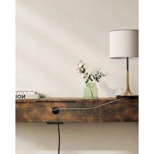 Songmics Konsolentisch Barnet mit Steckdosen Braun-Schwarz