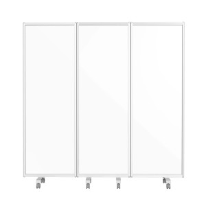 KARAT Mobile Trennwand mit 3 beschreibbaren, magnetischen Tafeln und Rollen.