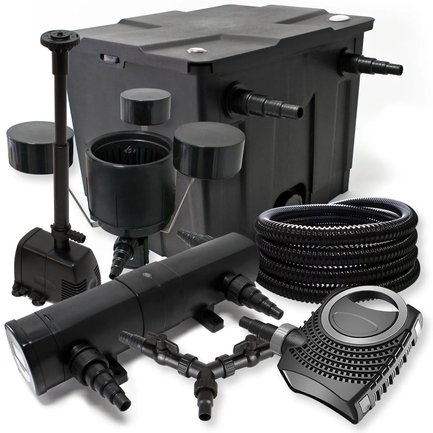 Sunsun Filterset 12000L 18W Teichklärer Neo8000 Schlauch Skimmer Csp250 Springbrunnen