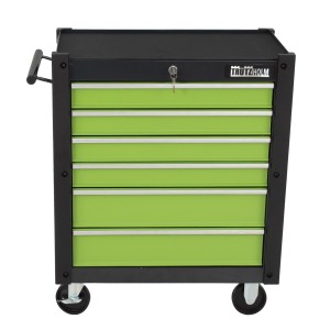 Grüner TRUTZHOLM Werkzeugwagen Trutzi mit 6 Schubladen und Rollen für Werkzeugaufbewahrung.