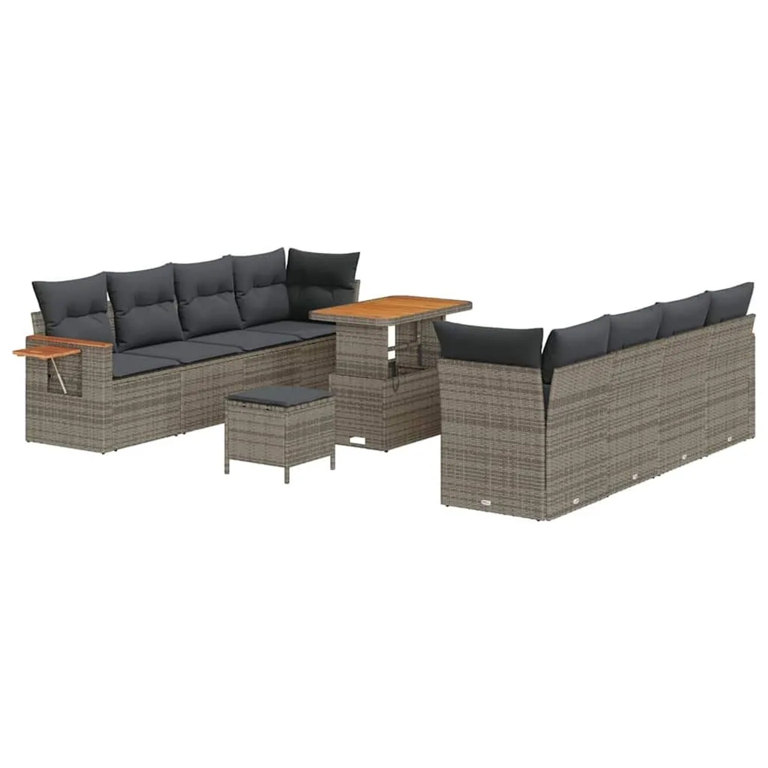 vidaXL Gartensofa-Set mit Kissen 12 Stk Grau Poly-Rattan 3365103