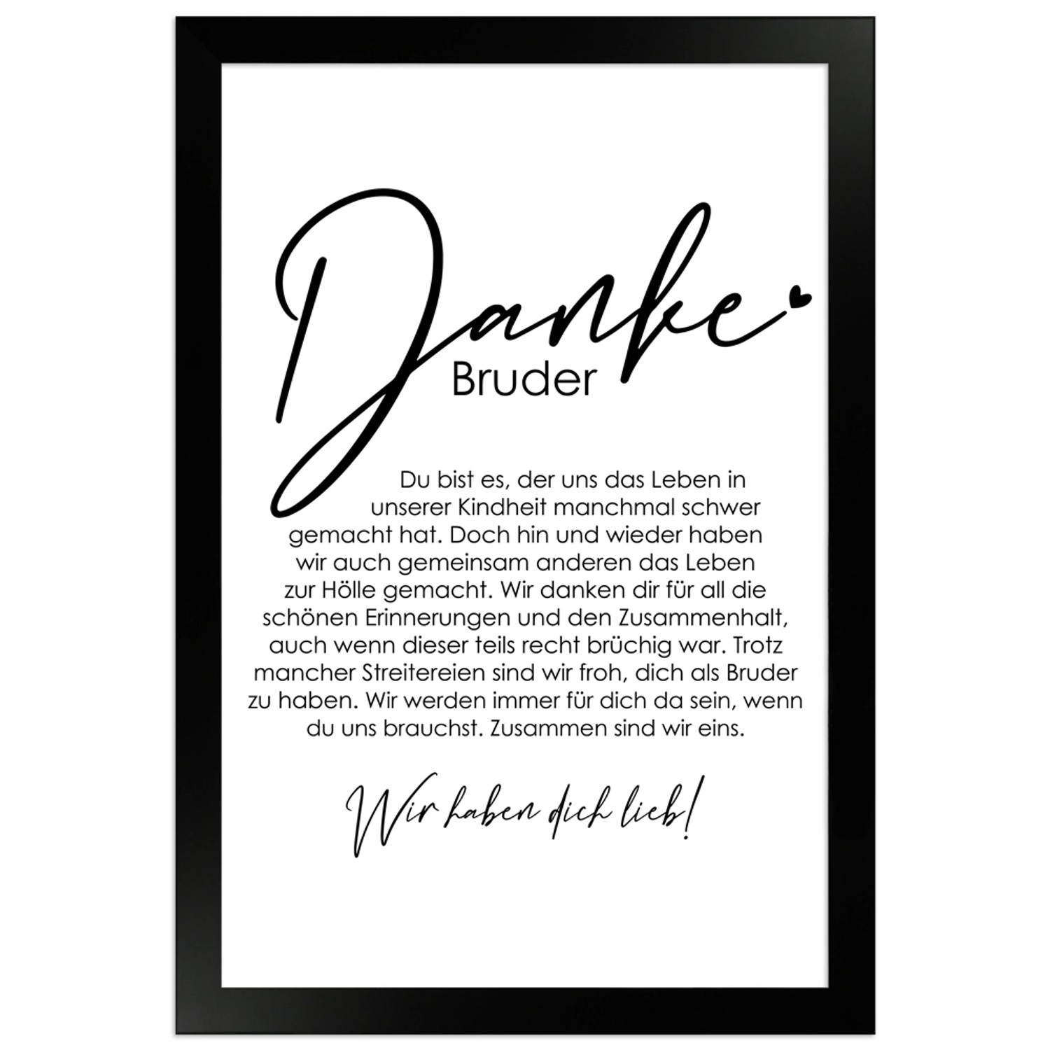 WANDStyle Gerahmtes Poster Danke Bruder 20 x 30 cm Geschenkidee für Mehrere günstig online kaufen