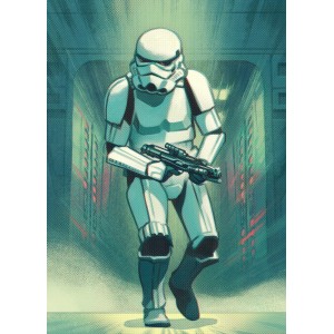 Komar Vliesfototapete: Mandalorian Stormtrooper im Gang, 200x280cm, detailreicher Print.