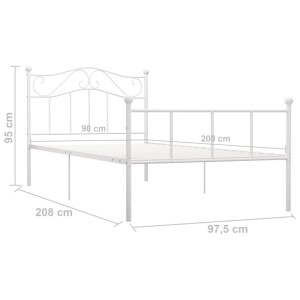 Weißes Metallbettgestell 90x200 cm von vidaXL für erholsamen Schlaf im Schlafzimmer.