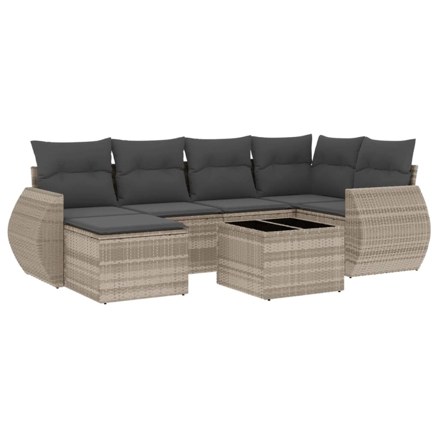 vidaXL 7-Tlg Garten-Sofagarnitur mit Kissen Hellgrau Poly Rattan 3254009 günstig online kaufen