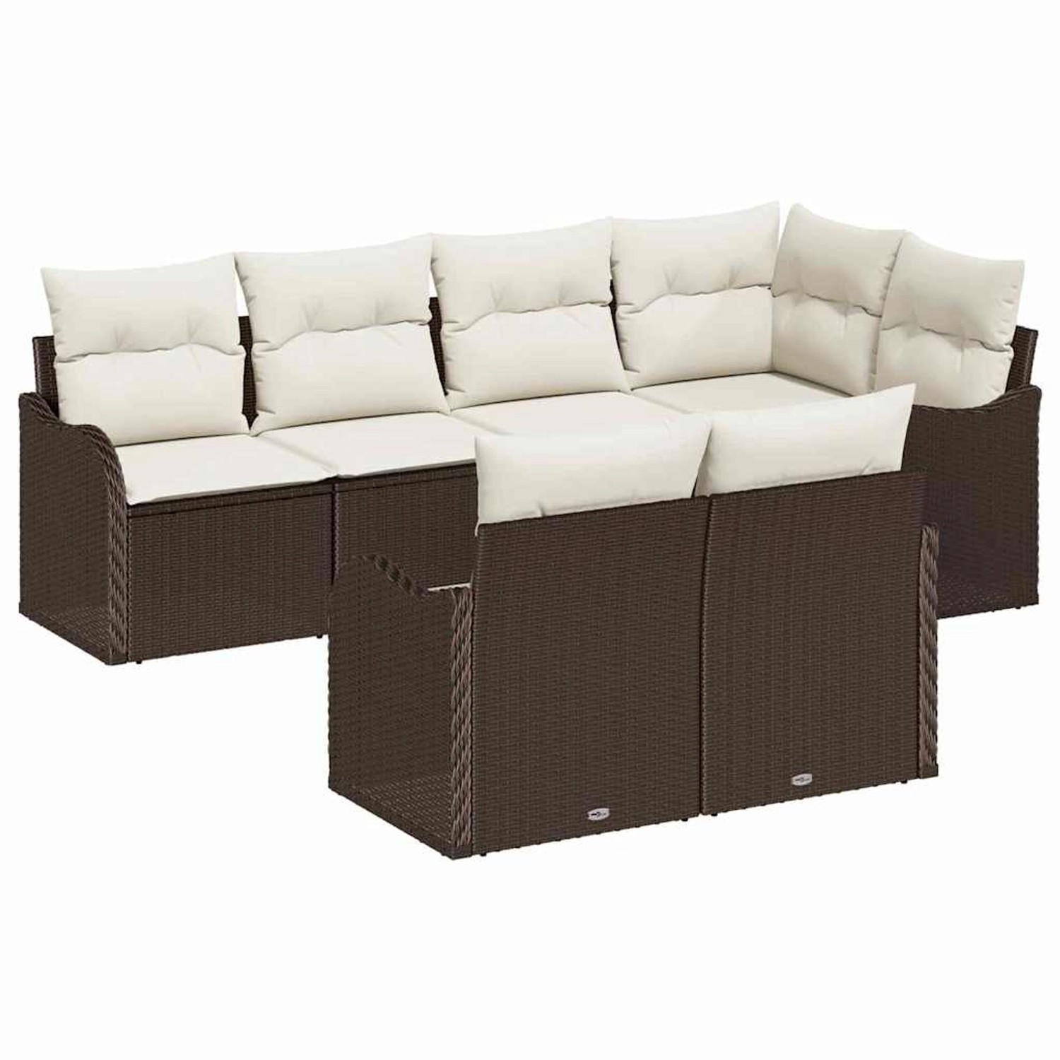 vidaXL Garten-Sofa-Set mit Kissen 7-Tlg Braun Poly Rattan 3345738 günstig online kaufen