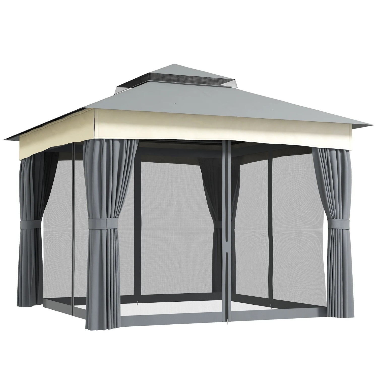 Outsunny Pavillon Metall Polyester Dunkelgrau 306L x 306B x 269H cm günstig online kaufen