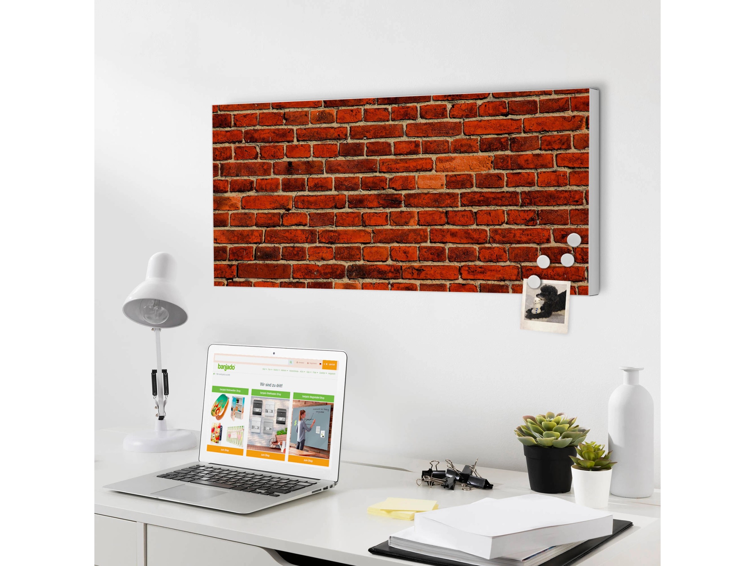 Banjado Magnettafel 30x75 Cm – Magnetische Pinnwand Aus Stahl Mit Motiv, Inkl. 4 Magneten & Montageset