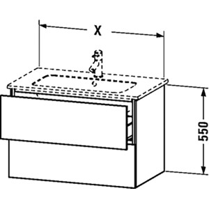 Duravit Waschbeckenunterschrank L-Cube, weiß matt, 82 cm breit, mit zwei Schubladen.