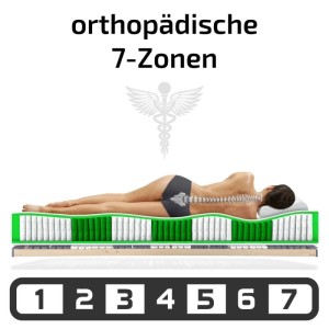 Matratzen Perfekt Taschenfederkernmatratze München 120 x 200 cm 1000 Federn H3 7 Zonen 23 cm Höhe Aloe-Vera-Bezug