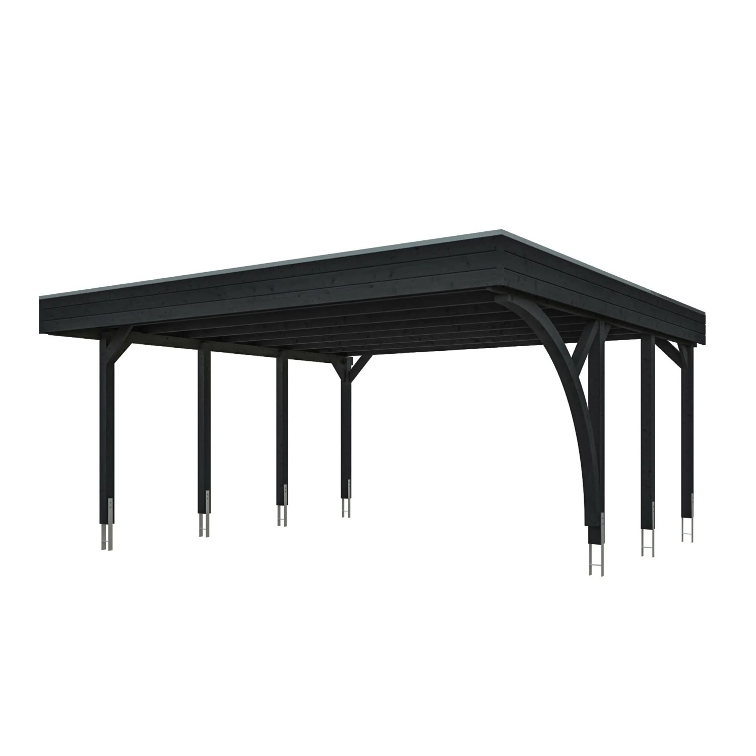 Skan Holz Carport-Set Friesland G mit Einfahrtsbogen 546 cm x 555 cm Anthrazit