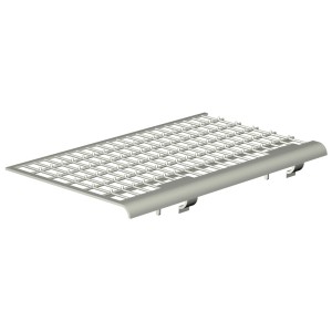 Graues Laubschutzgitter Universal aus PVC, 1 m lang, für Dachrinnen.