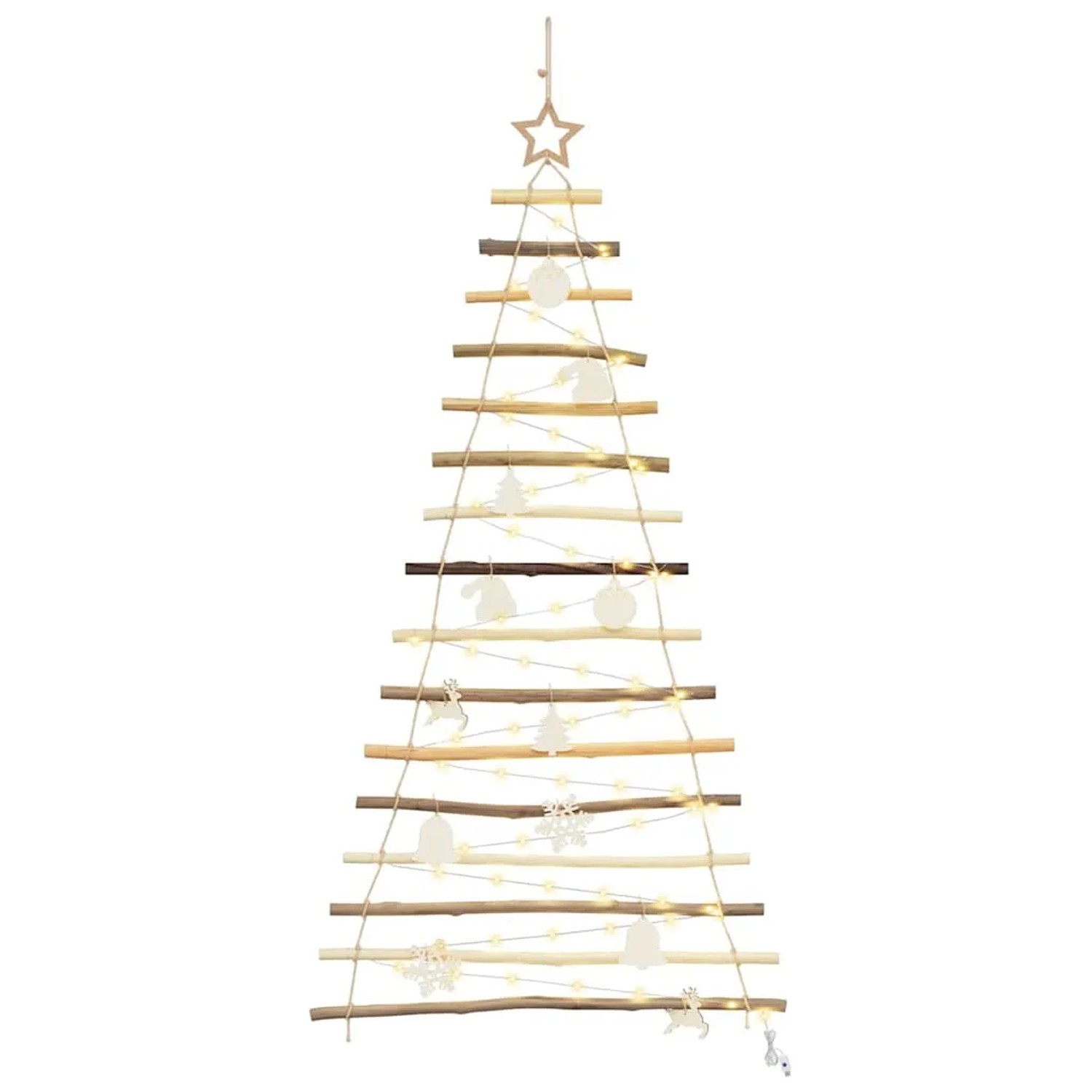 vidaXL Weihnachtsbaum mit 80 LEDs Natur 150 cm Massives Eschenholz 42020260