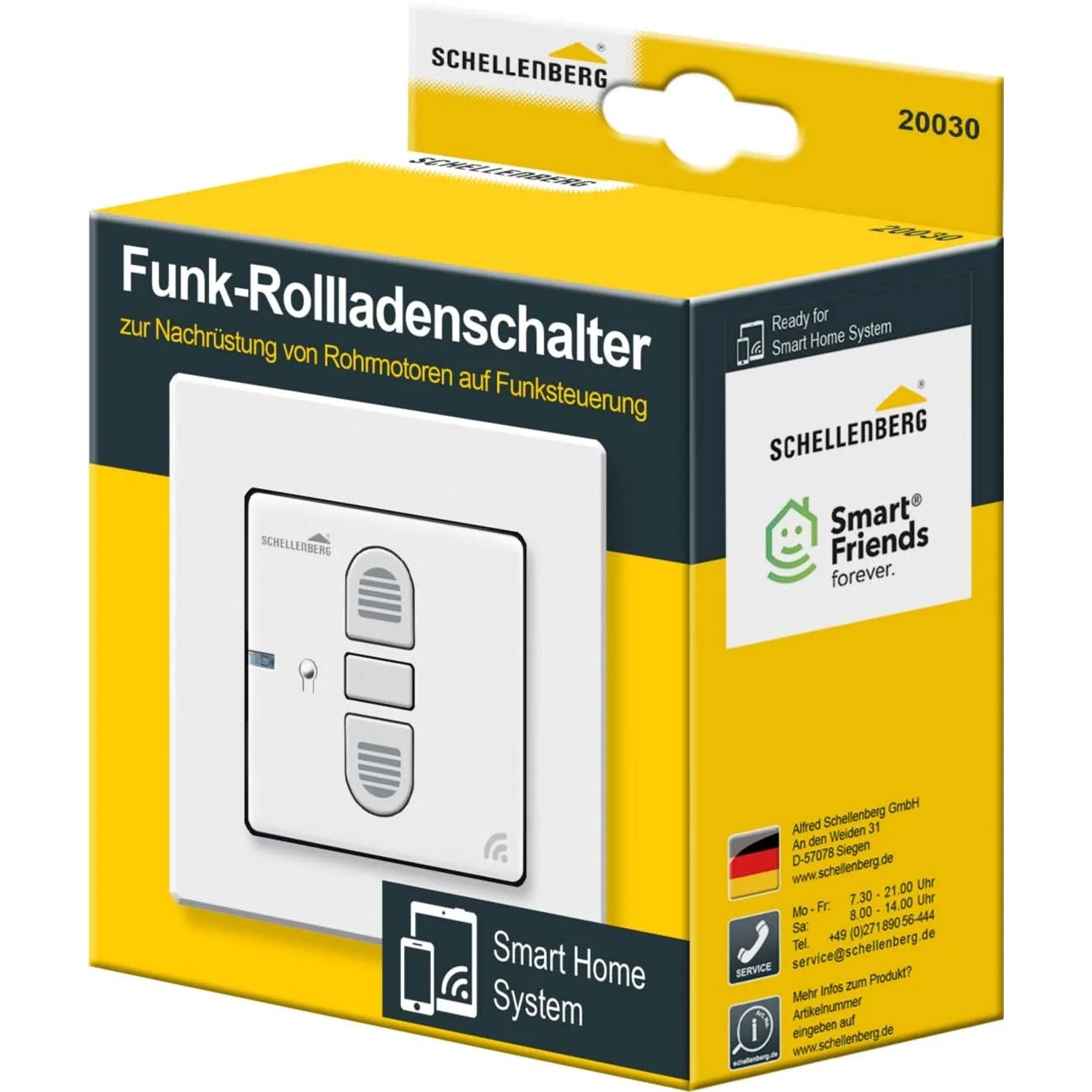 Schellenberg Funk-Rollladenschalter Unterputz in Weiß, zur Steuerung von Rollladenmotoren.