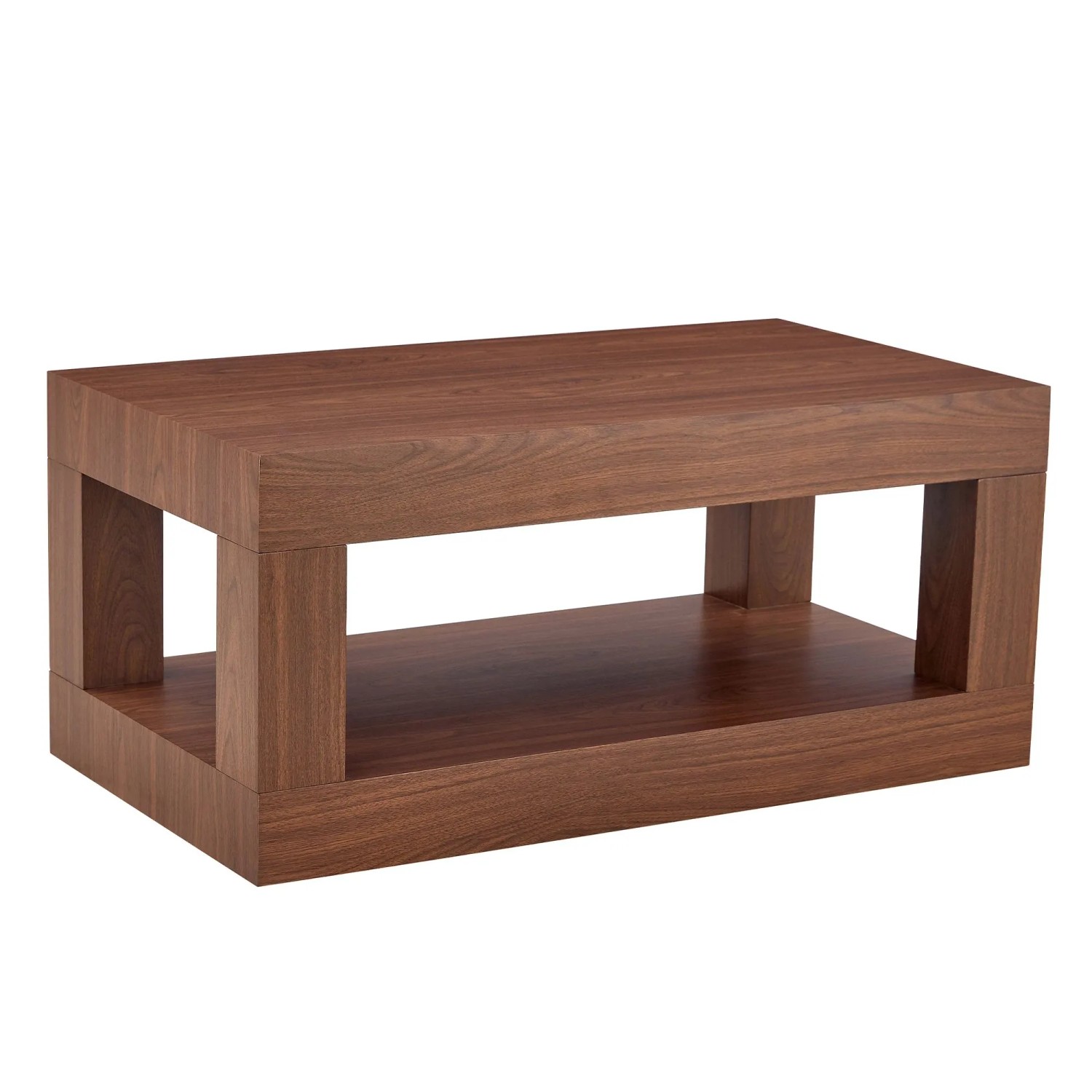 okwish Couchtisch mit MDF Doppelschicht Wohnzimmer Lager Regal 93x53x45cm Walnuss