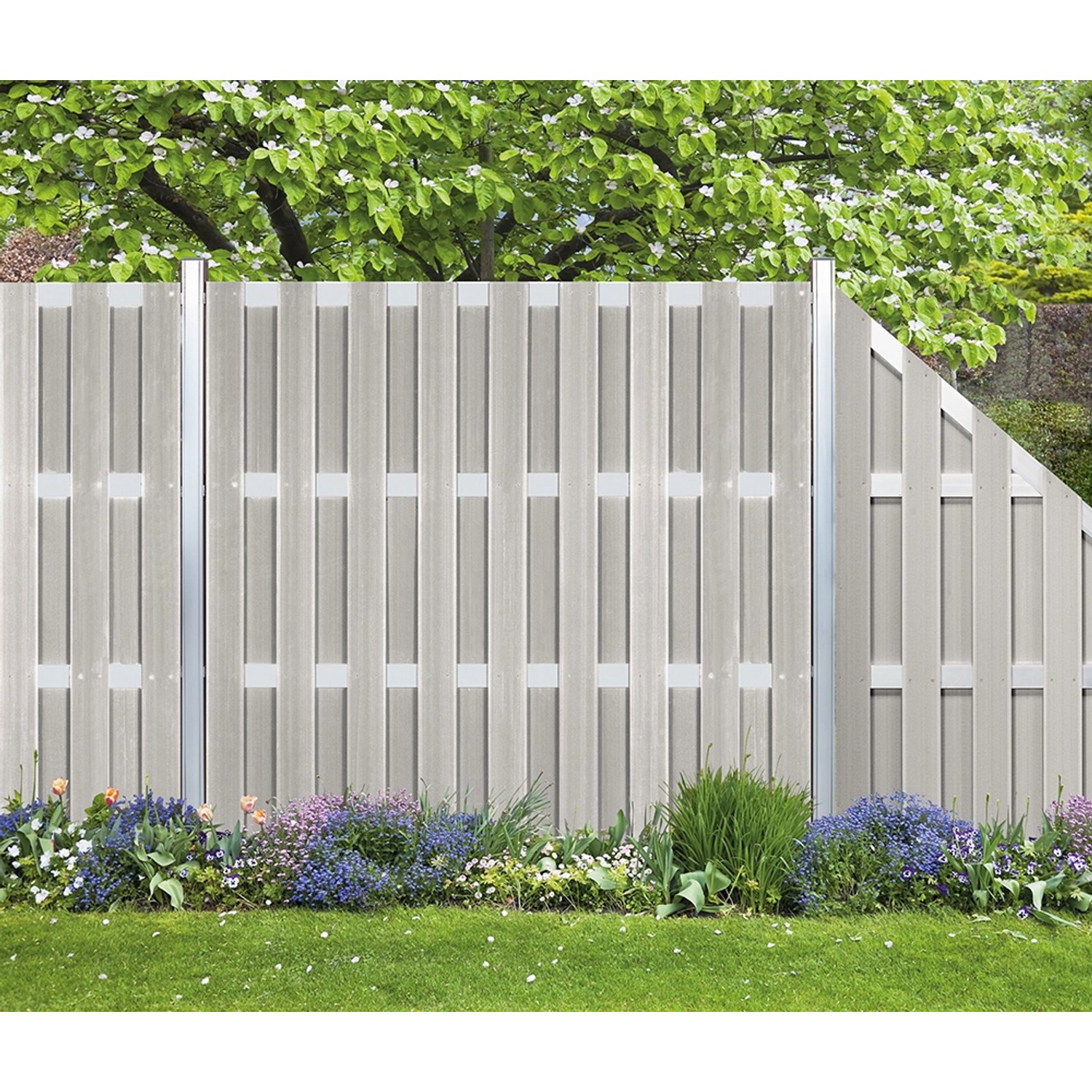 Elephant WPC Zaun Grace Line Grau 180 cm x 180 cm x 3,3 cm kaufen bei OBI