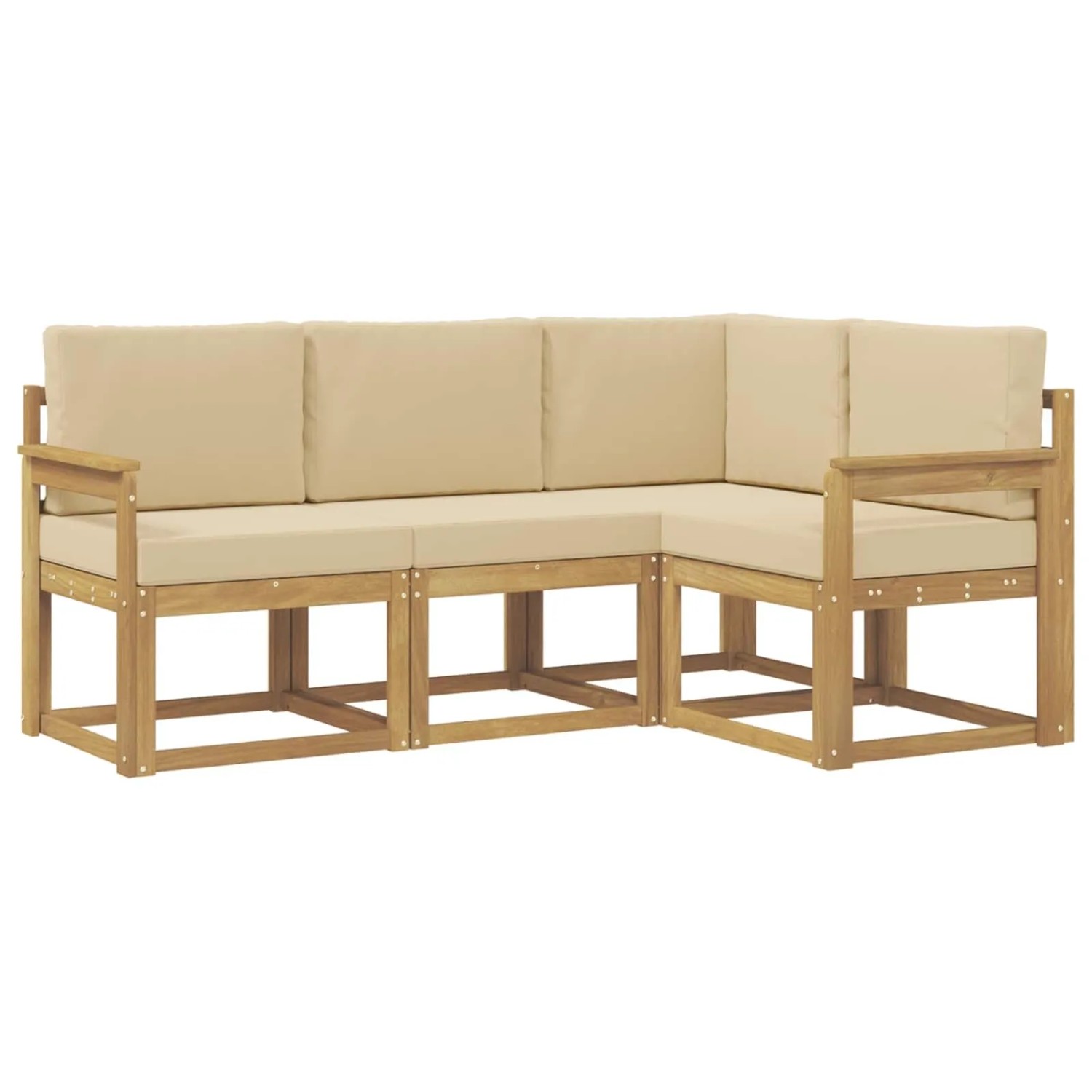vidaXL Outdoor-Sofagarnitur mit Kissen 4 Stk Weiß und Beige 3387552