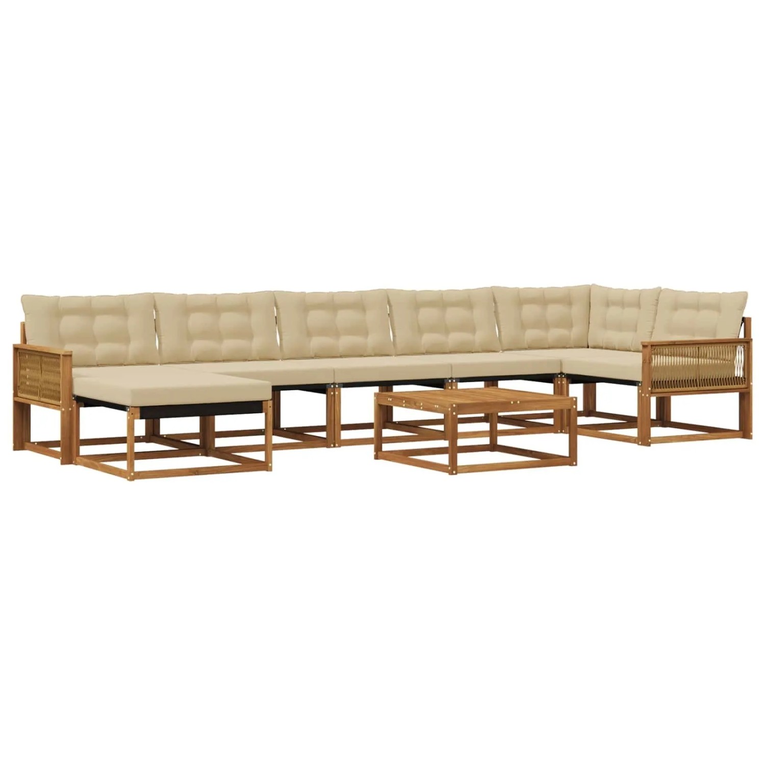 vidaXL Outdoor-Sofagarnitur 8 Stk Natur und Beige Massivholz Akazie 3381589