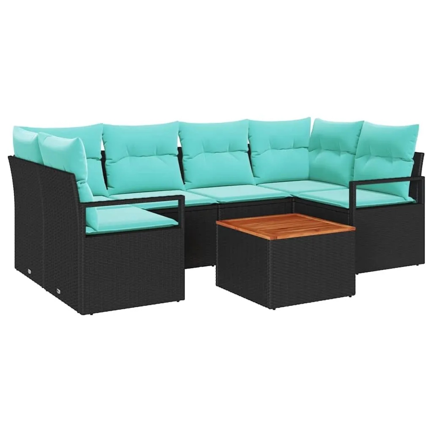 vidaXL Gartensofa-Set mit Kissen 7-Tlg Schwarz Poly-Rattan 3347662