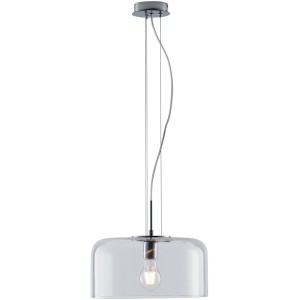 Transparente Luce Design Pendelleuchte Gibus, 40 cm Durchmesser, mit silberfarbenem Gestell.
