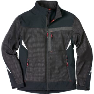 Schwarze Scheibler Softshelljacke Professional Gr. L für Arbeitskleidung mit Reflektoren und Taschen.