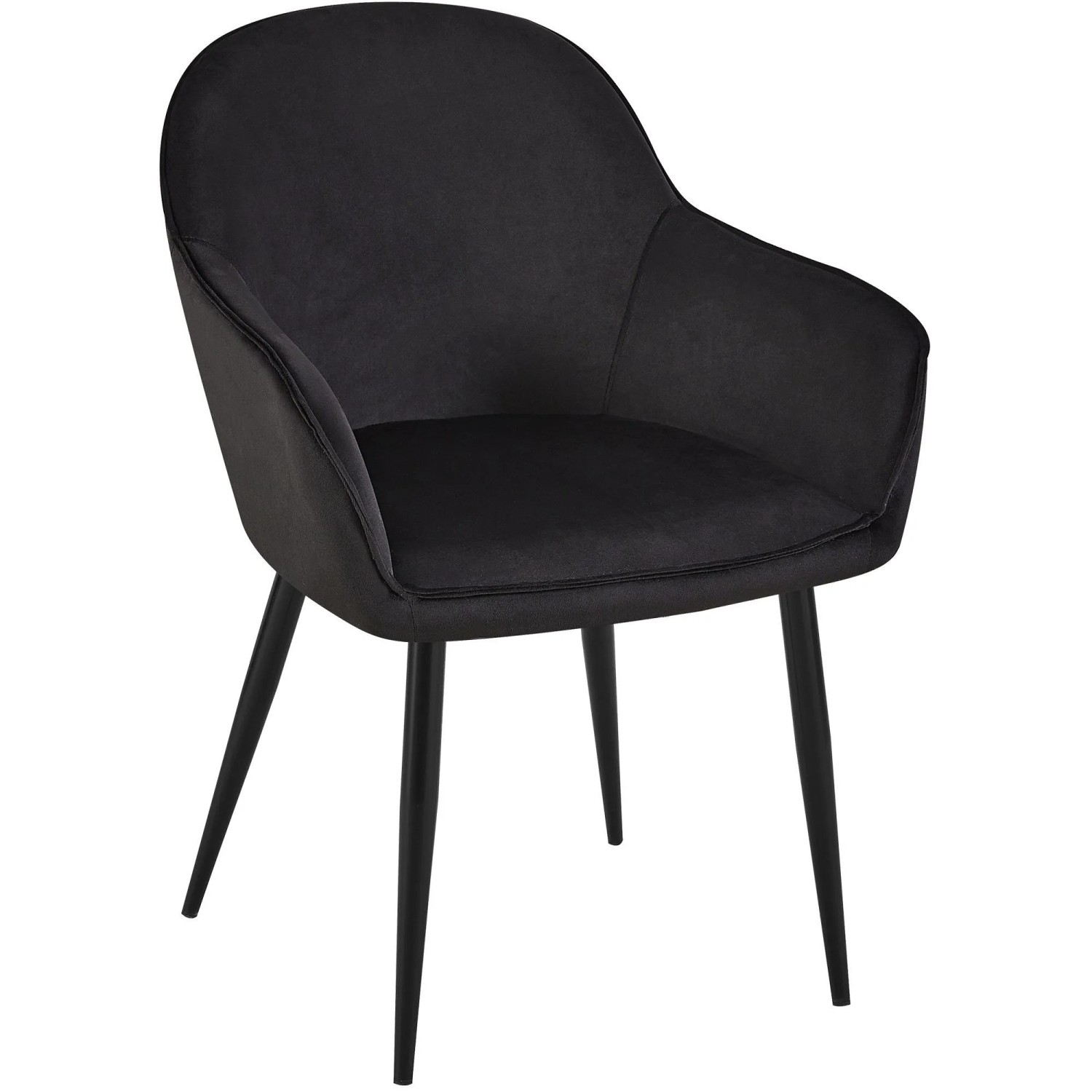 DELUKE Esszimmerstuhl GENIM Samt Schwarz 60x60x84cm Essstühle Esszimmerstühle Küchenstühle Wohnzimmerstühle