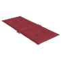 Weinrote, gepolsterte Gartenstuhlauflage für Hochlehner mit Bindebändern. Komfortables Sitzkissen aus Polyester.