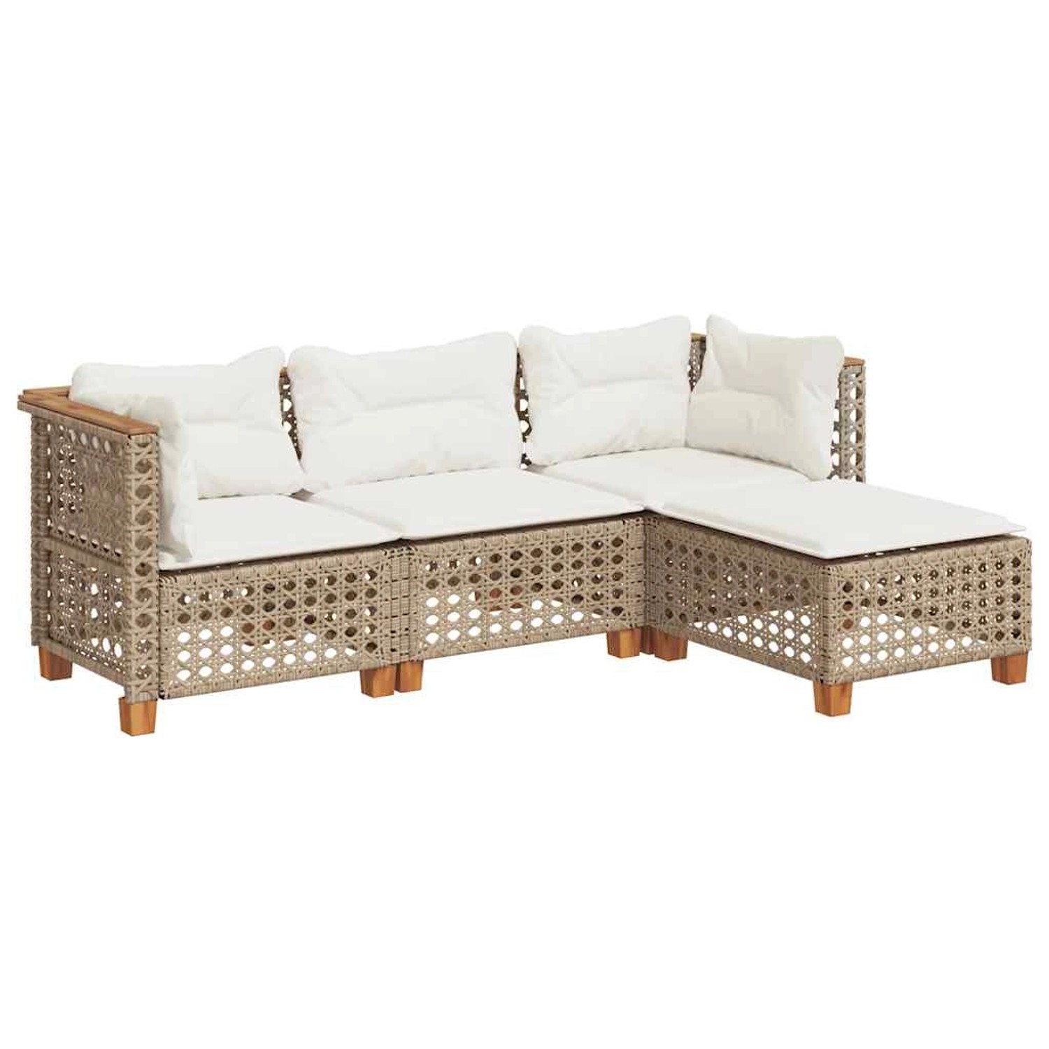 vidaXL 4-Tlg Garten-Sofagarnitur mit Kissen Beige Poly Rattan 3261784 günstig online kaufen