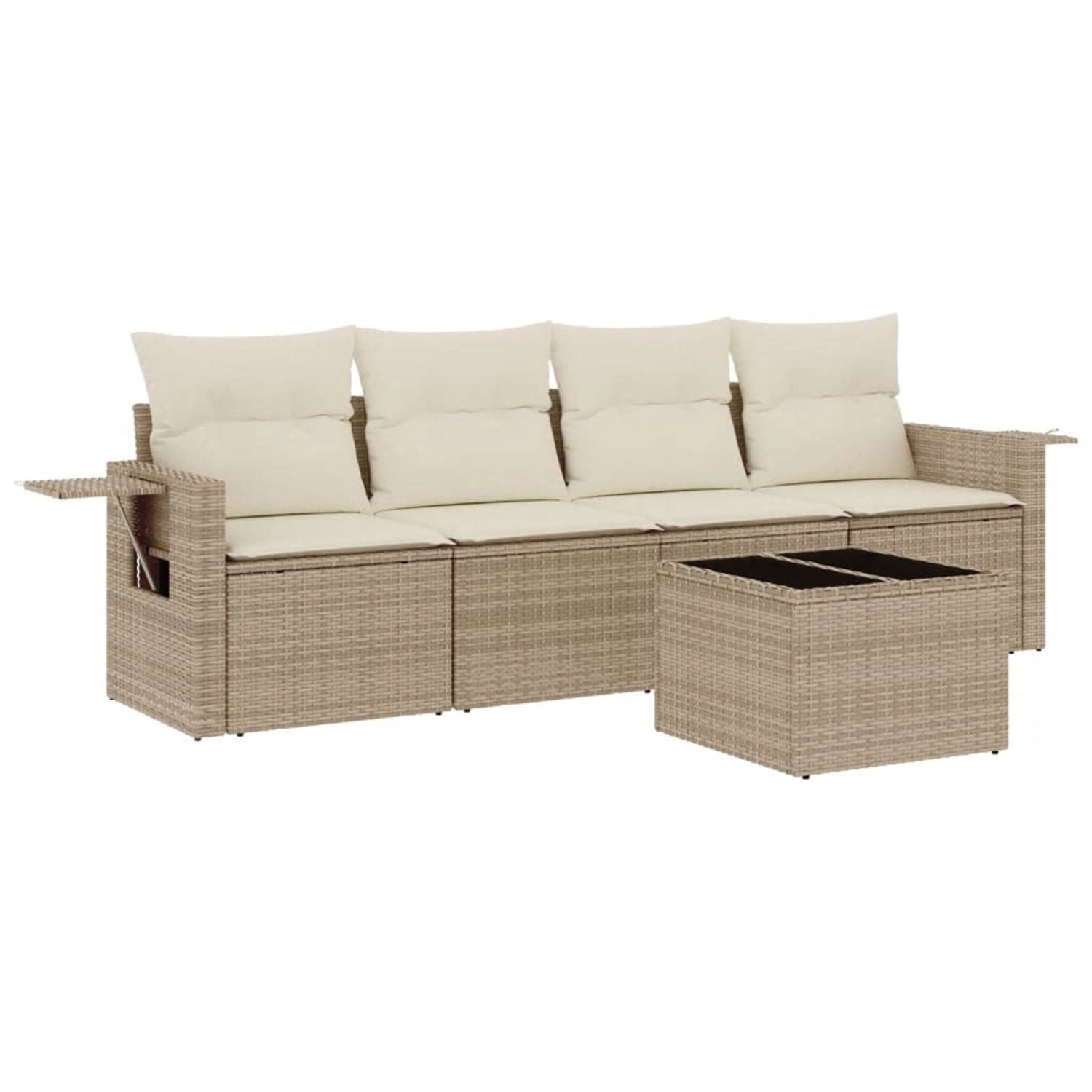 vidaXL 5-Tlg Garten-Sofagarnitur mit Kissen Beige Poly Rattan 3219887 günstig online kaufen