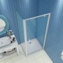AICA Duschkabine 90x185cm mit Pendeltür, Seitewand aus ESG Sicherheitsglas und mattgrauem Rahmen im Bad.