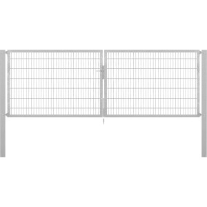 Feuerverzinktes Doppeltor Flexo Plus, 400x140 cm, mit Pfosten für Gartenzäune.