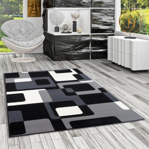 Grauer Pergamon Teppich Modern Trendline Retro (185x270cm) mit geometrischem Muster.