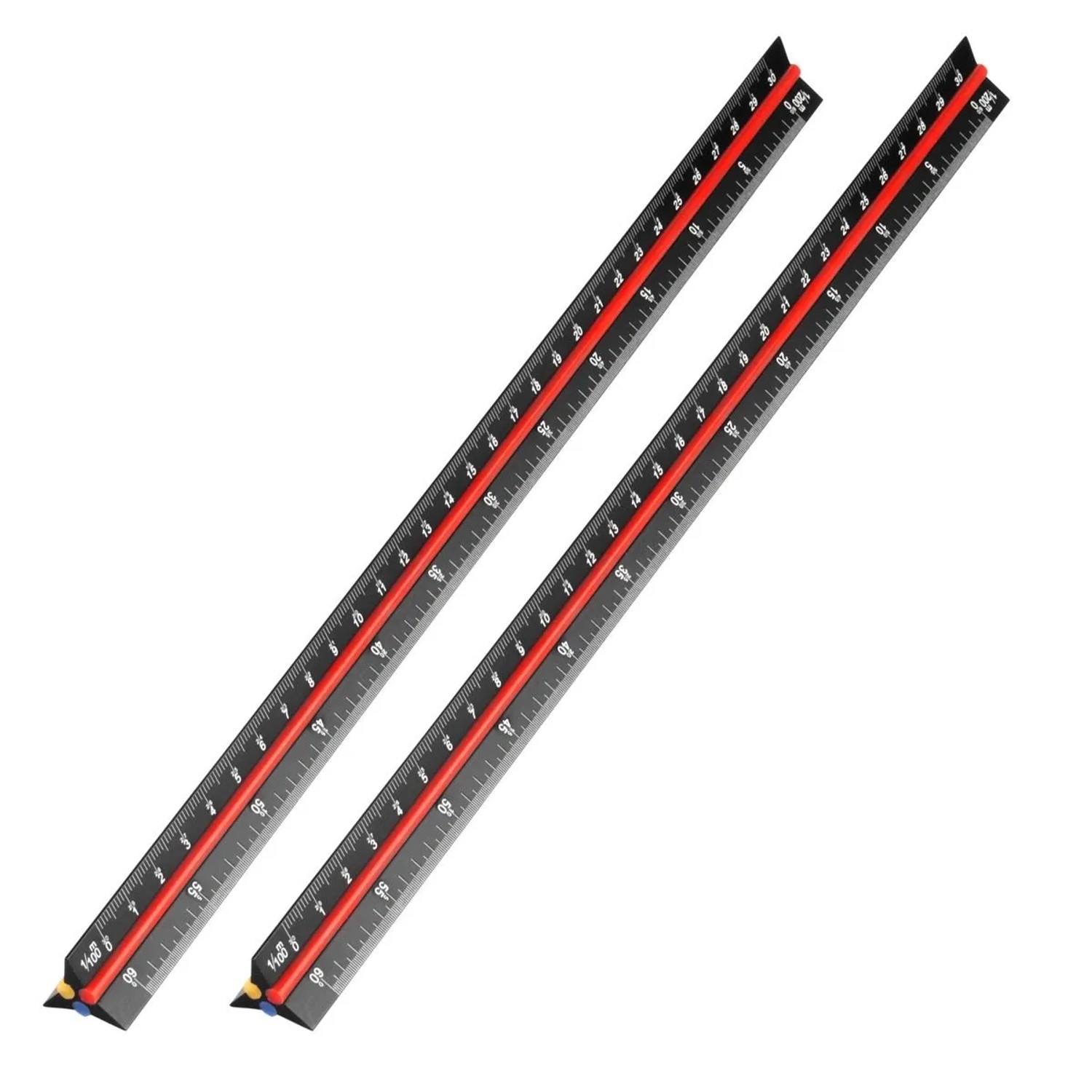 STAHLWERK Dreikant Lineal 30 cm 1 zu 100 200 300 400 500 600 Dreikant Maßstab