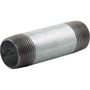 Verzinktes Temperguss-Fitting, 33,3 mm (R 1) x 100 mm, mit Außengewinde für Rohrverbindungen.