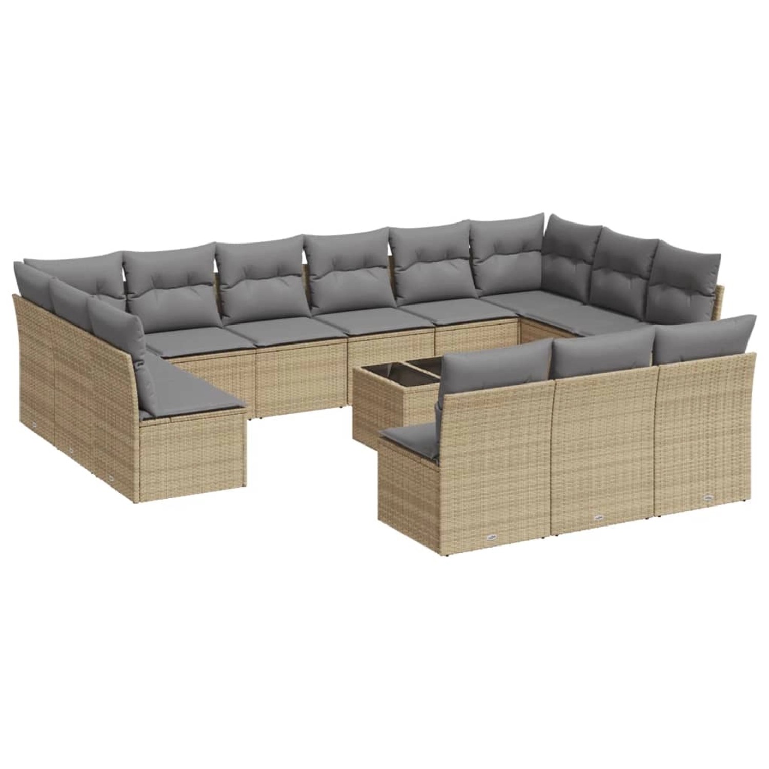 vidaXL 14-Tlg Garten-Sofagarnitur mit Kissen Beige Poly Rattan 3218399 günstig online kaufen