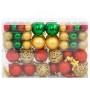 vidaXL 112-tlg. Weihnachtskugel-Set in Rot, Grün und Gold aus Polystyrol im transparenten Aufbewahrungskasten.